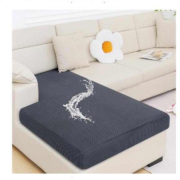 Waterproof Couch Cushion Cover Stretch Jacquard Elastic Bottom CHAISE - GRAY - Picture 1 of 7